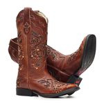 Bota Texana Feminina - Atlanta Café / Craquelê Bronze - Roper - Bico Quadrado - Cano Longo - Solado Freedom Flex - Vimar Boots - 13123-A-VR