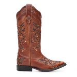 Bota Texana Feminina - Atlanta Café / Craquelê Bronze - Roper - Bico Quadrado - Cano Longo - Solado Freedom Flex - Vimar Boots - 13123-A-VR