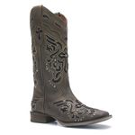 Bota Texana Feminina - Dallas Brown / Glitter Preto - Roper - Bico Quadrado - Cano Longo - Solado Nevada - Vimar Boots - 13123-B-VR