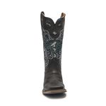 Bota Texana Feminina - Fóssil Preto / Glitter Max Preto com Prata - Roper - Bico Quadrado - Cano Longo - Solado Nevada - Vimar Boots - 13125-A-VR