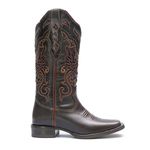 Bota Texana Feminina - Dallas Café / Glitter Max Vinho - Roper - Bico Quadrado - Cano Longo - Solado Nevada - Vimar Boots - 13125-B-VR