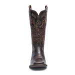 Bota Texana Feminina - Dallas Café / Glitter Max Vinho - Roper - Bico Quadrado - Cano Longo - Solado Nevada - Vimar Boots - 13125-B-VR