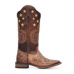 Bota Feminina - Couro Gravado em Estrelas / Castanho - Nevada - Vimar Boots - 13134-B-VR