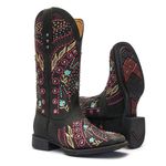 Bota Texana Feminina - Fóssil Preto - Roper - Bico Quadrado - Cano Longo - Solado VTS - Vimar Boots - 13137-A-VR