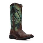 Bota Feminina - Jacaré Original Tabaco | Azul Dourado - Freedom Flex - Vimar Boots - 13149-E-VR