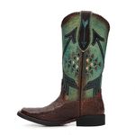 Bota Feminina - Jacaré Original Tabaco | Azul Dourado - Freedom Flex - Vimar Boots - 13149-E-VR