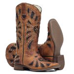 Bota Feminina - Fóssil Caramelo / Glitter Preto - Nevada - Vimar Boots - 13173-D-VR