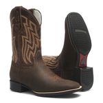 Bota Texana Masculina - Crazy Horse Café / Pinhão - Roper - Bico Quadrado - Cano Médio - Solado Nelore - Bulls Horse - 50026-B-BU