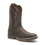 Bota Texana Masculina - Crazy Horse Café / Café - Roper - Bico Quadrado - Cano Médio - Solado Strong Shock - Vimar Boots - 81282-A-VR