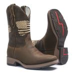 Bota Texana Masculina - Crazy Horse Café / Tabaco - Roper - Bico Quadrado - Cano Médio - Solado Strong Shock - Vimar Boots - 81283-A-VR