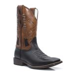 Bota Texana Masculina - Latego Preto / Caramelo - Roper - Bico Quadrado - Cano Médio - Solado TXS - Vimar Boots - 81284-A-VR