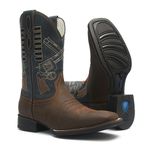 Bota Texana Masculina - Crazy Horse Café / Marinho - Roper - Bico Quadrado - Cano Médio - Solado Magnum Western - Vimar Boots - 81284-B-VR