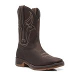 Bota Texana Masculina - Crazy Horse Café / Café - Roper - Work Boot - Bico Quadrado - Cano Médio - Solado Strong Shock - Vimar Boots - 81296-B-VR