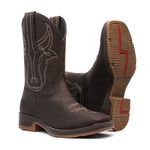 Bota Texana Masculina - Crazy Horse Café / Café - Roper - Work Boot - Bico Quadrado - Cano Médio - Solado Strong Shock - Vimar Boots - 81296-B-VR