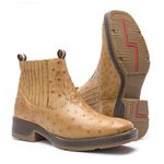 Botina Masculina - Avestruz Original Conhaque - Roper - Bico Quadrado - Cano Curto - Solado Strong Shock - Vimar Boots - 82081-J-VR