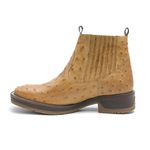 Botina Masculina - Avestruz Original Conhaque - Roper - Bico Quadrado - Cano Curto - Solado Strong Shock - Vimar Boots - 82081-J-VR