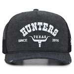 Boné Trucker Texas Hunters - Jeans - Preto / Preto - CAP-015-THS