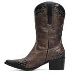 Bota Western Feminina - Mustang Preto / Fóssil Flex Ouro Light - Toscana Preto - Vimar - 11098-D-VR