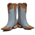 Bota Western Feminina - Dallas Bambu/Corriente Oceano - Toscana Natural - Vimar Boots - 11098-E-VR