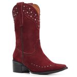 Bota Western Feminina - Nobuck Vinho / Nobuck Vinho - Toscana Preto - Vimar Boots - 11217-G-VR