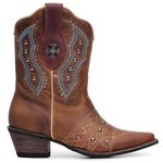 Bota Western Feminina - Fóssil Caramelo / Dallas Bordô - Génova Rustic - Vimar Boots - 11246-A-VR