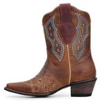 Bota Western Feminina - Fóssil Caramelo / Dallas Bordô - Génova Rustic - Vimar Boots - 11246-A-VR