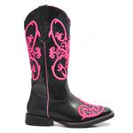 Bota Texana Feminina - Mustang Preto - Roper - Bico Quadrado - Cano Longo - Solado Freedom Flex - Vimar Boots - 13046-A-VR