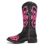 Bota Texana Feminina - Mustang Preto - Roper - Bico Quadrado - Cano Longo - Solado Freedom Flex - Vimar Boots - 13046-A-VR