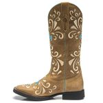 Bota Texana Feminina - Fóssil Caramelo - Roper - Bico Quadrado - Cano Longo - Solado Freedom Flex - Vimar Boots - 13053-A-VR