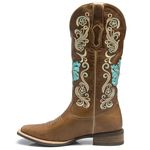 Bota Texana Feminina - Fóssil Caseína Caramelo - Roper - Bico Quadrado - Cano Longo - Solado Nevada - Vimar Boots - 13073-A-VR