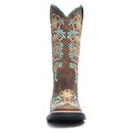 Bota Texana Feminina - Dallas Castor / Turquesa - Roper - Bico Quadrado - Cano Longo - Solado Freedom Flex - Vimar Boots - 13088-A-VR