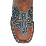 Bota Roper Feminina - Fóssil Caramelo - Dallas Celeste - Nevada Rustic - 13183-A-VR