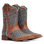 Bota Roper Feminina - Fóssil Caramelo - Dallas Celeste - Nevada Rustic - 13183-A-VR