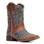 Bota Roper Feminina - Fóssil Caramelo - Dallas Celeste - Nevada Rustic - 13183-A-VR