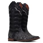 Bota Feminina - Fóssil Preto - Glitter Maxxi Preto Prata - Fóssil Preto - Nobuck Preto - Camurça Resinada Prata Velho - Nevada Rustic - 13201-C-VR