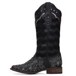 Bota Feminina - Fóssil Preto - Glitter Maxxi Preto Prata - Fóssil Preto - Nobuck Preto - Camurça Resinada Prata Velho - Nevada Rustic - 13201-C-VR