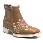 Botina Feminina - Fóssil Caramelo - Roper - Bico Quadrado - Solado VTS - Vimar Boots - 12128-A-VR