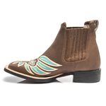 Botina Feminina - Dallas Castor / Turquesa - Roper - Bico Quadrado - Solado VTS - Vimar Boots - 12129-A-VR