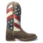 Bota Texana Masculina - Dallas Brown / Bandeira EUA - Roper - Bico Quadrado - Cano Longo - Solado Strong Shock - Vimar Boots - 80055-A-VR