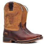 Bota Texana Masculina - Dallas Terra | Dallas Bambu | Comfort Cobre - Strong Shock Café/Natural - Vimar - 81357-A-VR