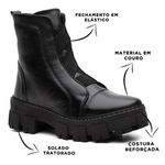 Bota Coturno Feminina Only Vittal em Couro Sola Tratorada e Zíper - R705