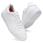 Tênis Sneakers Feminino Em Couro Legitimo Vittal - T200-BCO