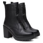 Bota Coturno Feminino Vittal Julia Salto Alto com Elástico e Zíper Preto - R4000Preto