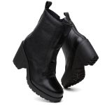 Bota Coturno Feminino Vittal Julia Salto Alto com Elástico e Zíper Preto - R4000Preto