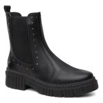 Bota Coturno Feminino Victoria Preto em Couro Vittal Cravejado - R1005-Preto