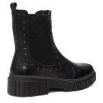 Bota Coturno Feminino Victoria Preto em Couro Vittal Cravejado - R1005-Preto