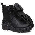 Bota Coturno Feminino Victoria Preto em Couro Vittal Cravejado - R1005-Preto