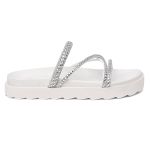 Papete Flat Feminina Amelie com 4 Tiras de Strass Brilhante Vittal - R095-OffWhite