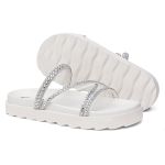 Papete Flat Feminina Amelie com 4 Tiras de Strass Brilhante Vittal - R095-OffWhite