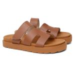 Sandalia Feminina Hera Vittal Flat em Couro Legitimo Caramelo - R010-Caramelo